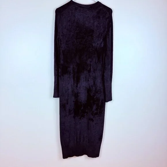 NWT Lafayette 148 New York Soft Italian-Yarn Sweater Maxi DressBlack, Size M